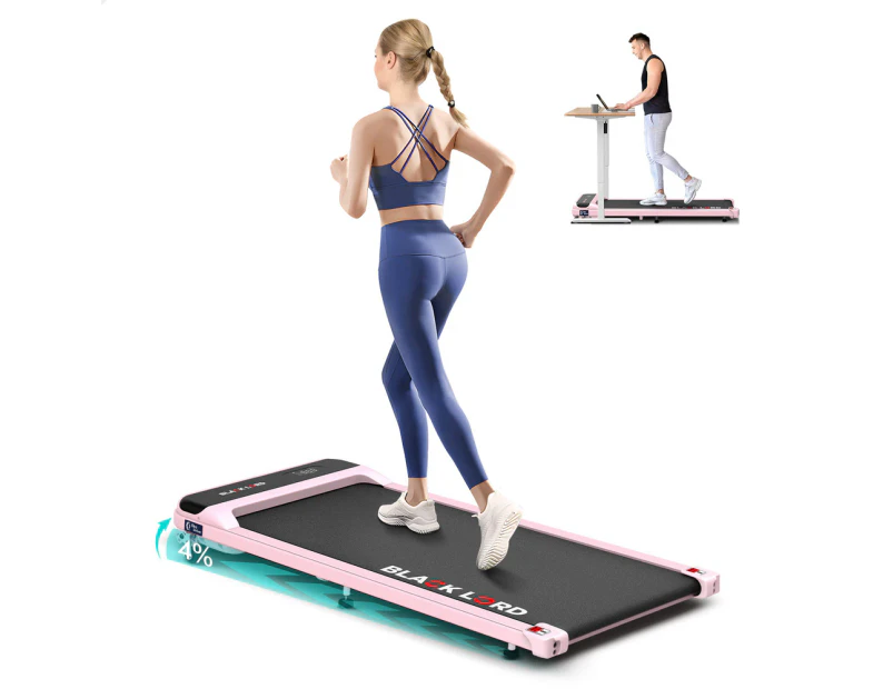 BLACK LORD Treadmill Electric Walking Pad Incline Pink w/ Smart Watch