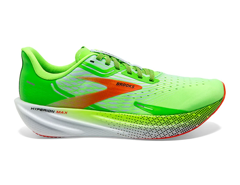 Brooks Men's Hyperion Max Running Shoes - Green Gecko/Red Org/White