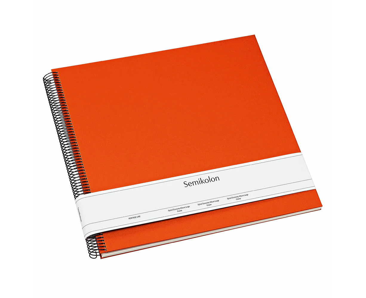 Spiral Economy Photo Album w/ Cream Pages (Large) - Orange