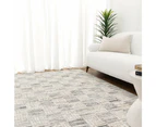 Jade Distressed Checkers Grey Beige Rug