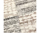 Jade Distressed Checkers Grey Beige Rug