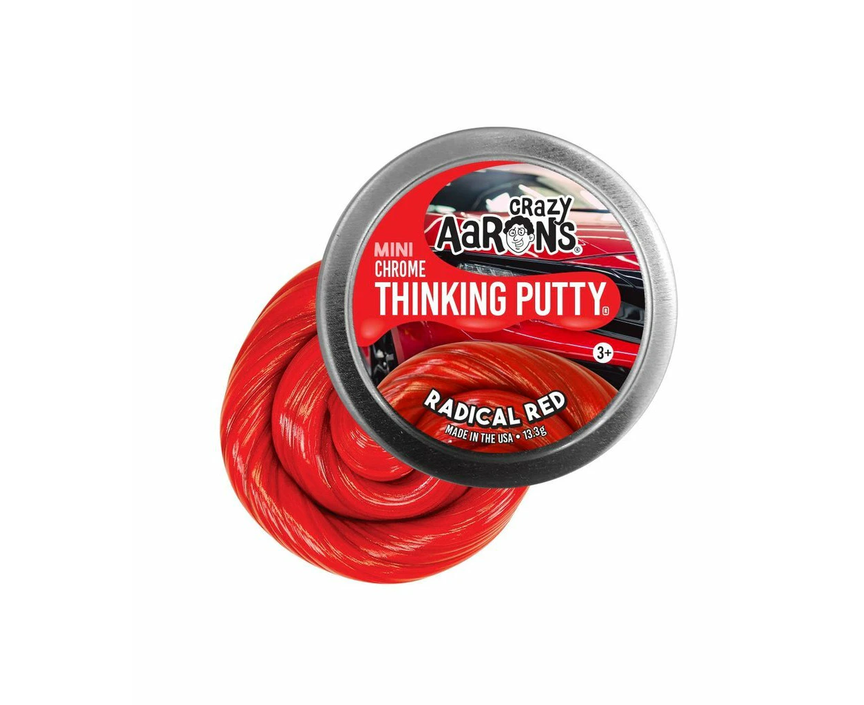 Crazy Aaron's Radical Red Chrome Thinking Putty 2 Tin