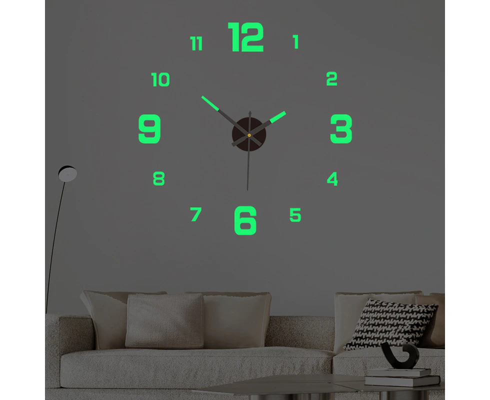 HOMCOMY Creative Digital Glow Clock Personalized Home DIY Wall Clock No Punch Decoration Wall Sticker Clock Acrylic Wall Clock Black 40cm