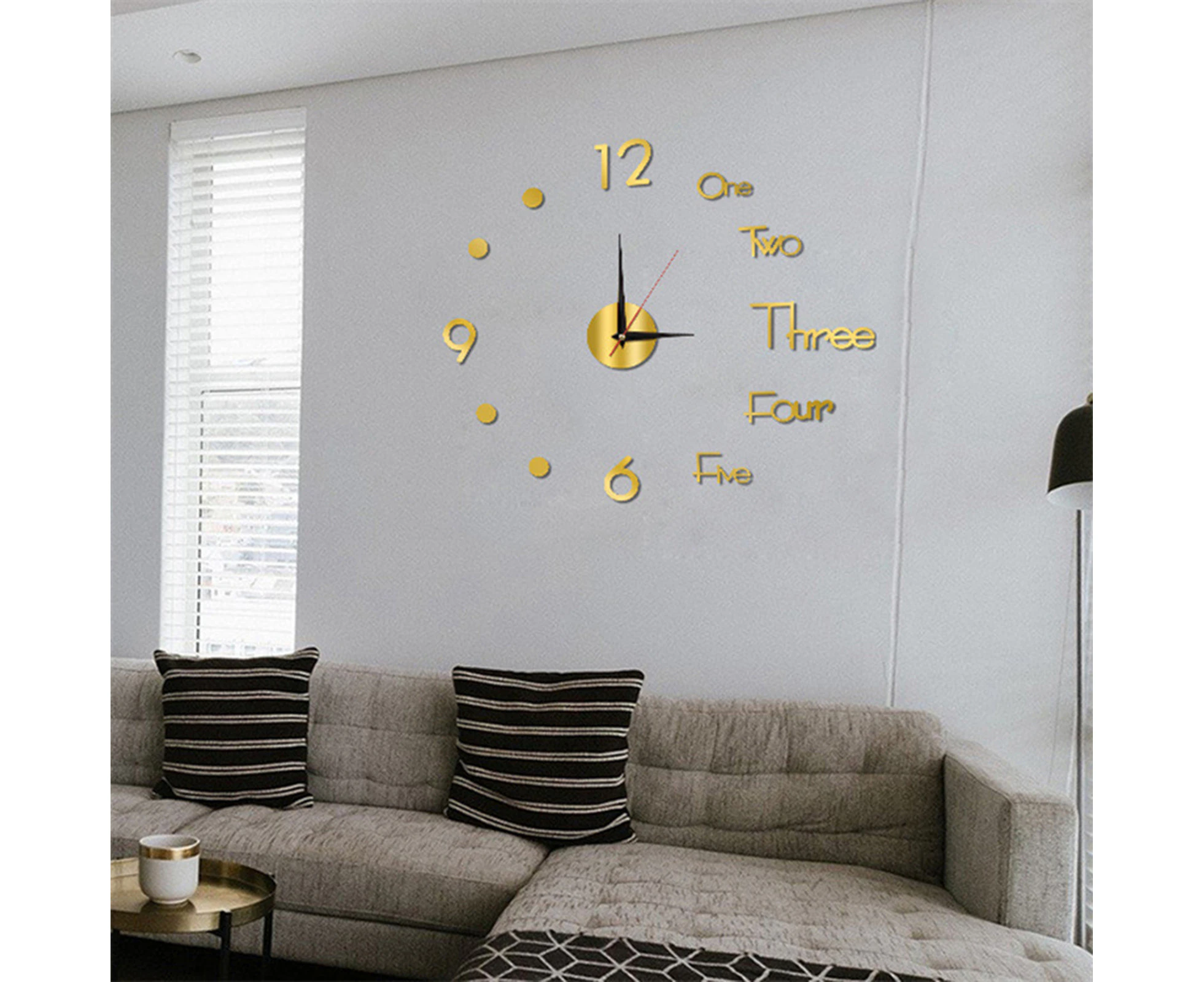 HOMCOMY 3d wall clock amazon creative acrylic wall clock diy clock mute wall sticker clock factory supply 40cm Gold