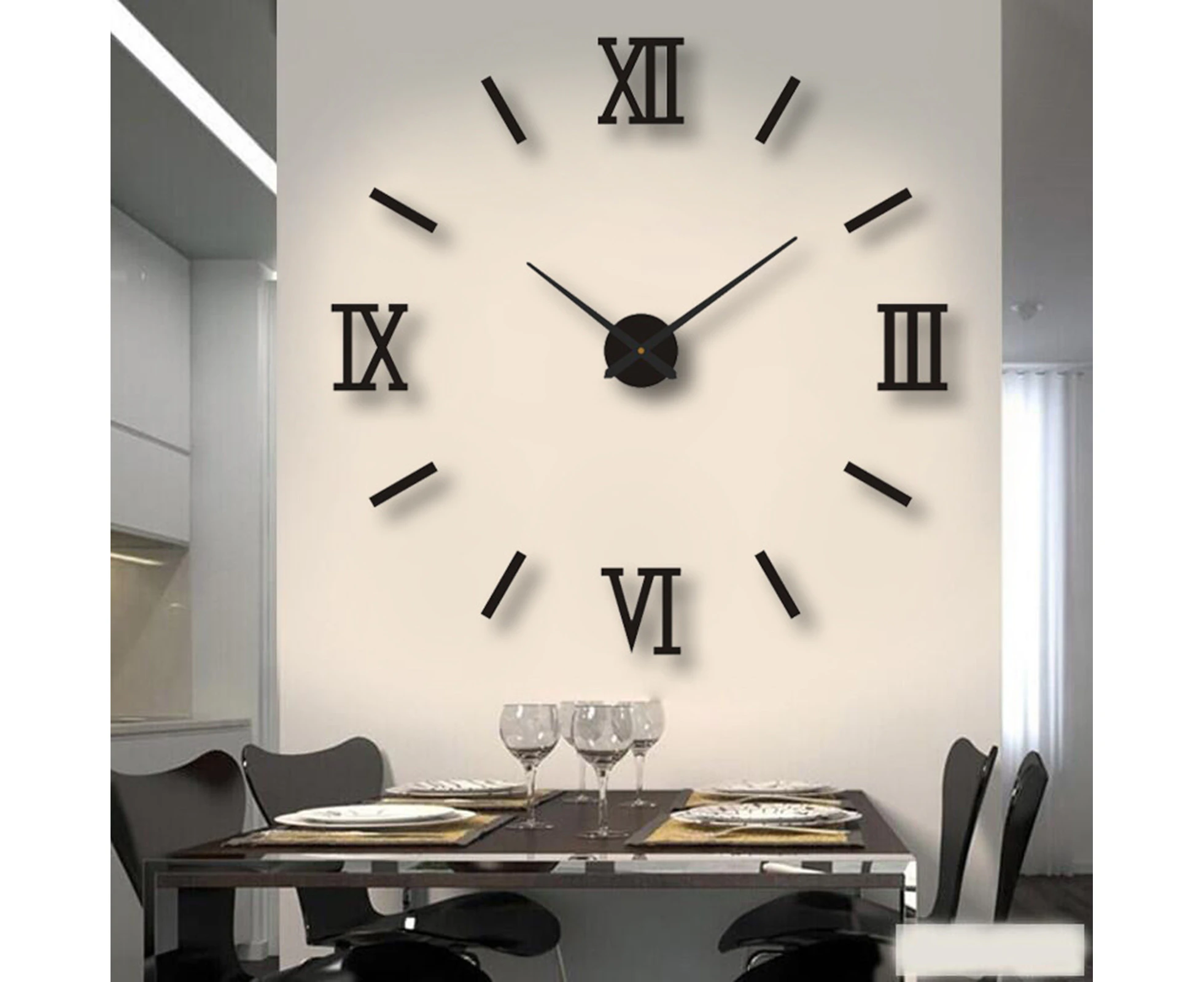 HOMCOMY Amazon cross-border minimalist living room art clock DIY mute wall clock 3D stereo punch-free decorative wall sticker clock Silver Small 40cm