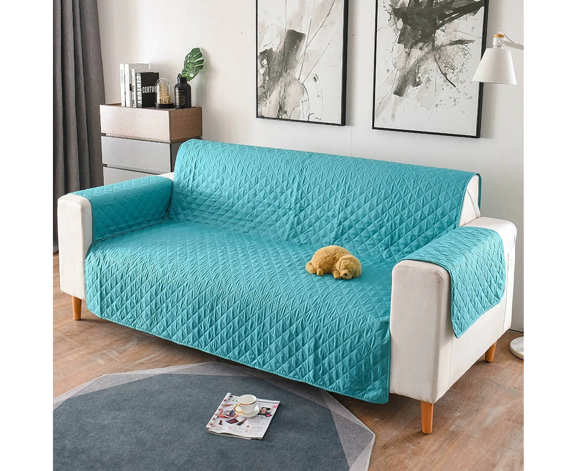 Sofa Cover Quilted Couch Covers Lounge Pet Protector Slipcovers Teal