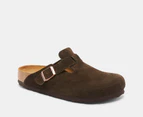 Birkenstock Unisex Boston Suede Leather Narrow Fit Clogs - Mocha