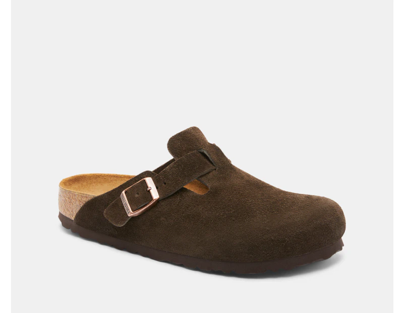 Birkenstock Unisex Boston Suede Leather Narrow Fit Clogs - Mocha