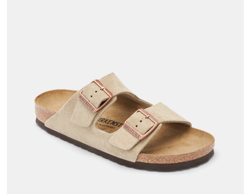 Birkenstock Unisex Arizona Leve Suede Narrow Fit Sandals - Taupe