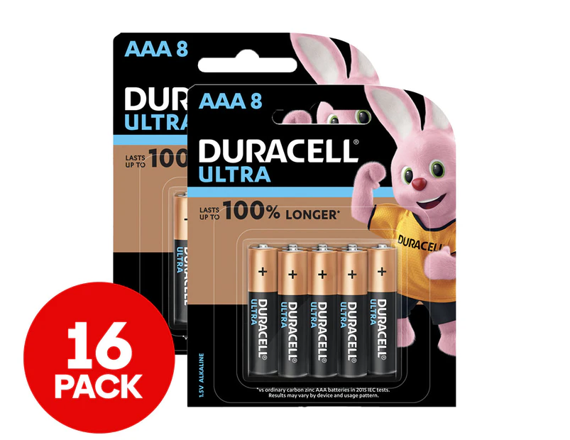 2 x Duracell Coppertop Alkaline Ultra AAA Batteries 8-Pack