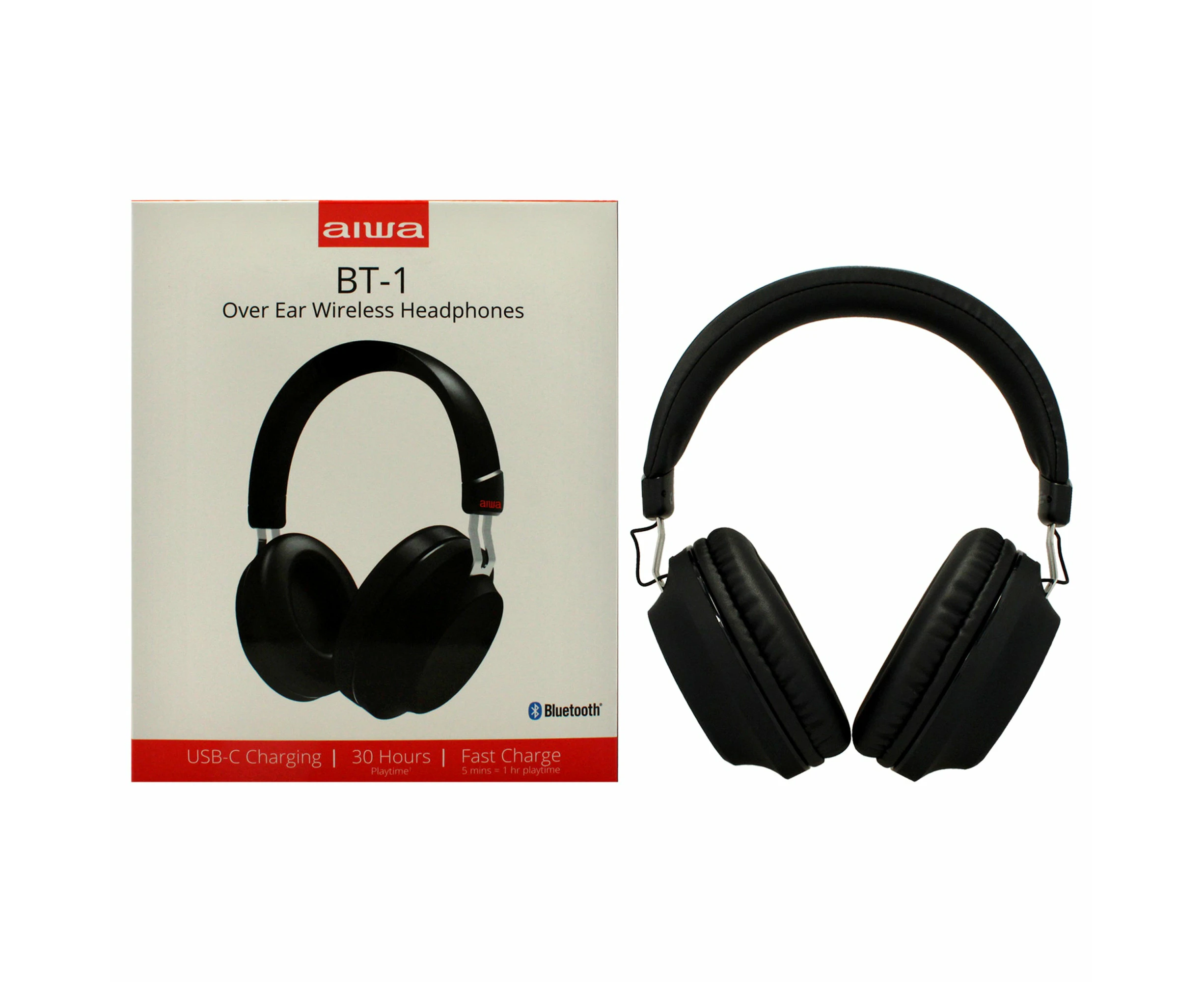 Aiwa Audio BT-1 Over Ear Wireless Headphone - Black by Aiwa for Unisex - 1 Pc Headphone