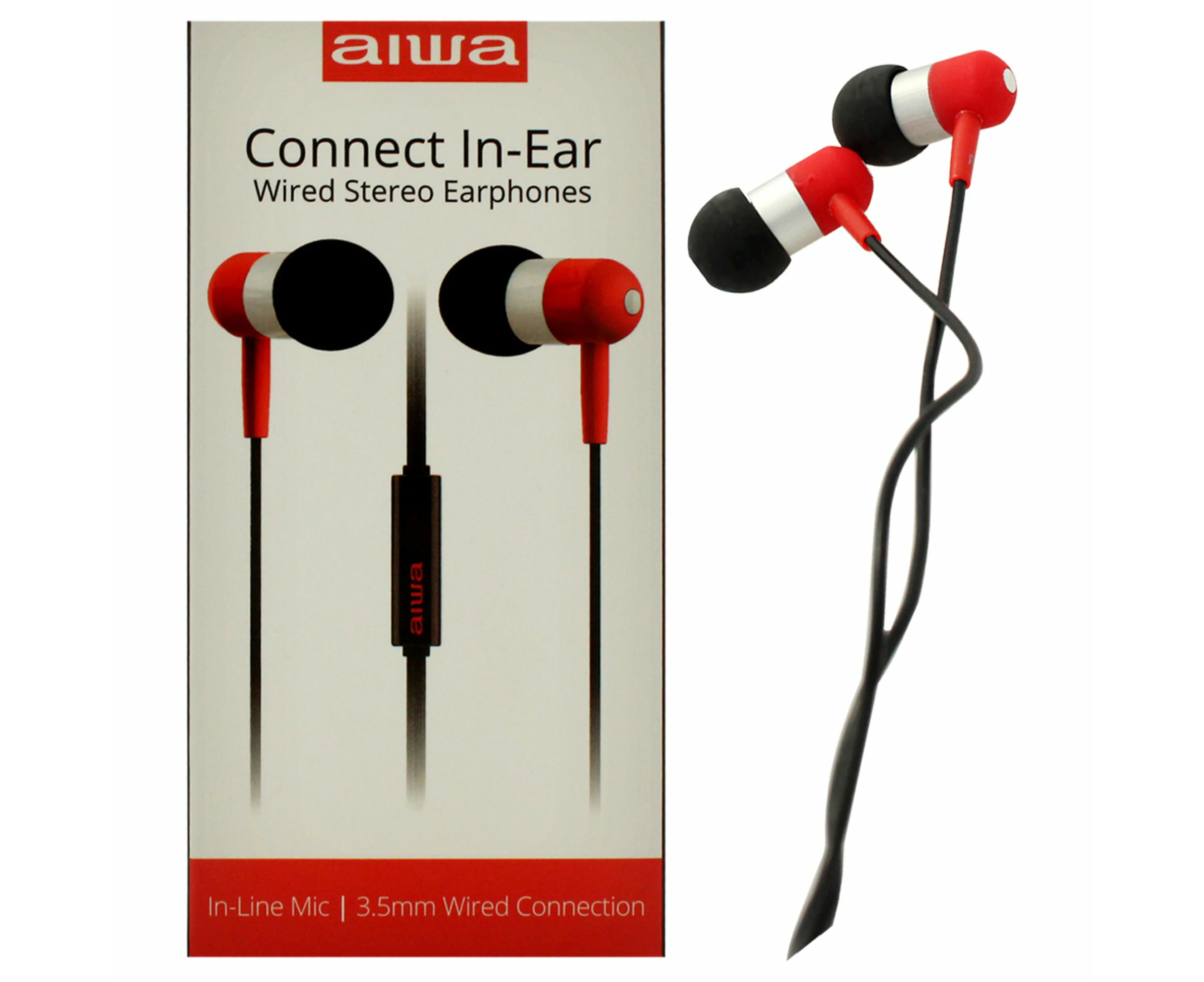 Aiwa Audio Connect In-Ear Stereo Earphones - Red by Aiwa for Unisex - 1 Pc Earphones