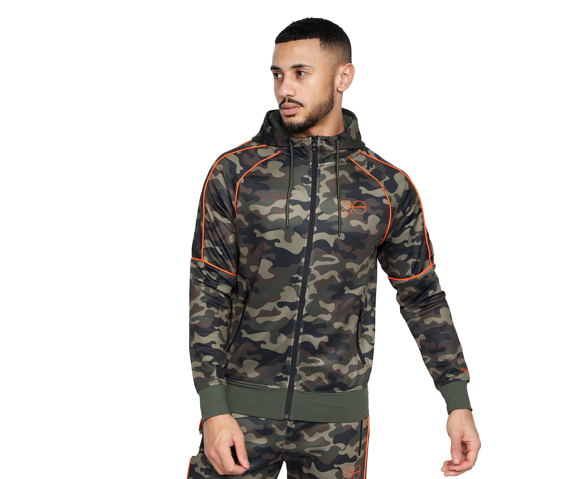 Crosshatch Mens Brickcount Camo Tracksuit Top (Green) - BG670