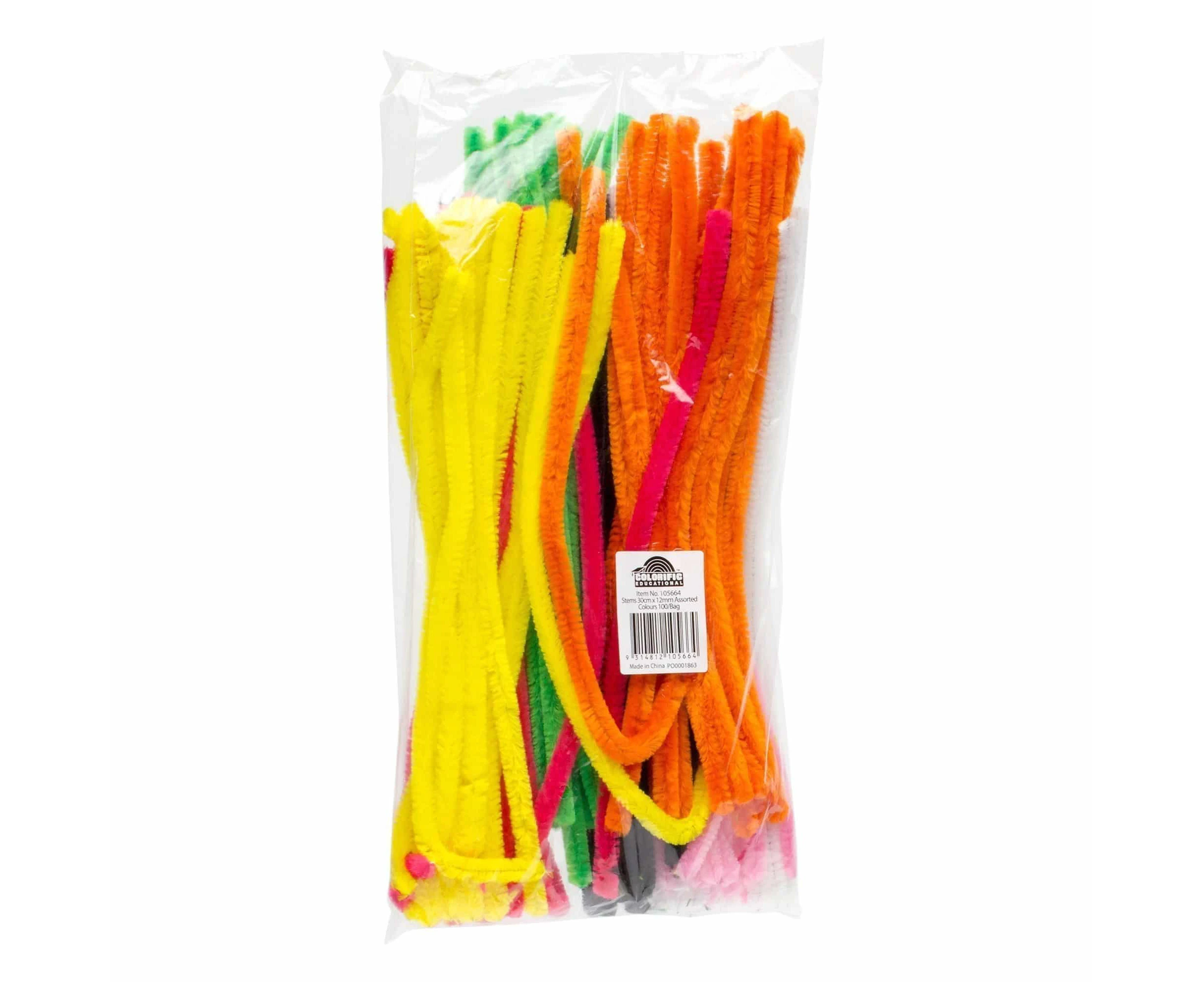 Colorific Colour Pipe Cleaners 30cm X 12mm 100 Pack