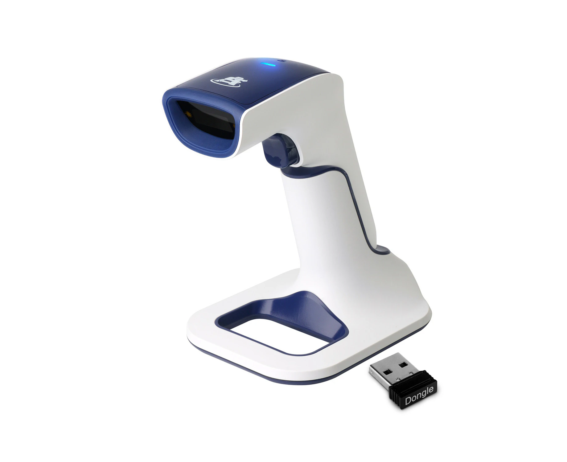 ScanAvenger SA3600 Wireless 1D Bluetooth Barcode Scanner with Smart Stand: 3-in-1, Vibration, Rechargeable Scan Gun for Inventory, Handheld, USB - Blue