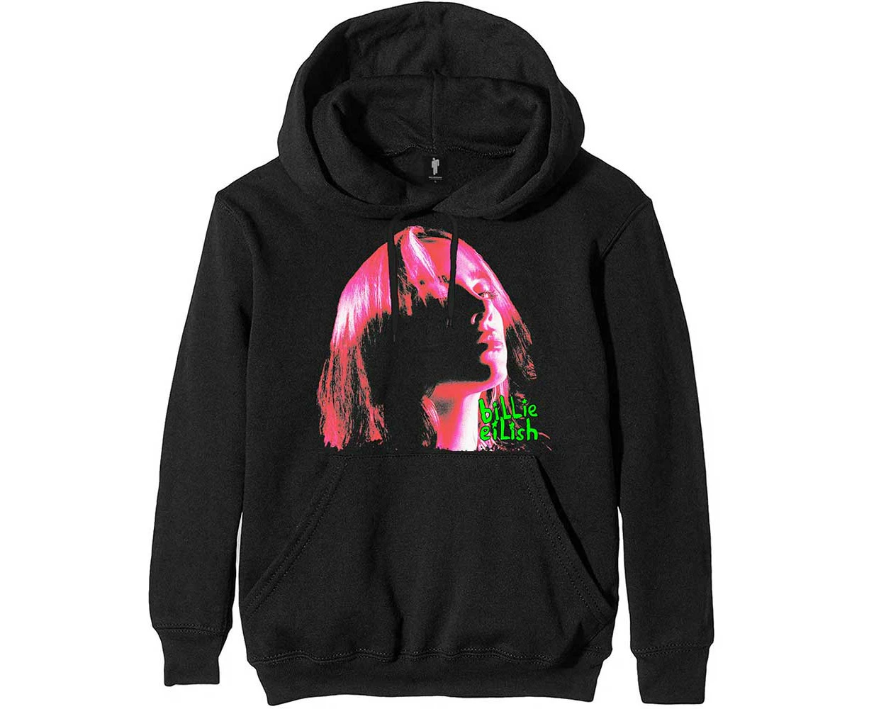 Billie Eilish Unisex Pullover Hoodie: Neon Shadow Pink