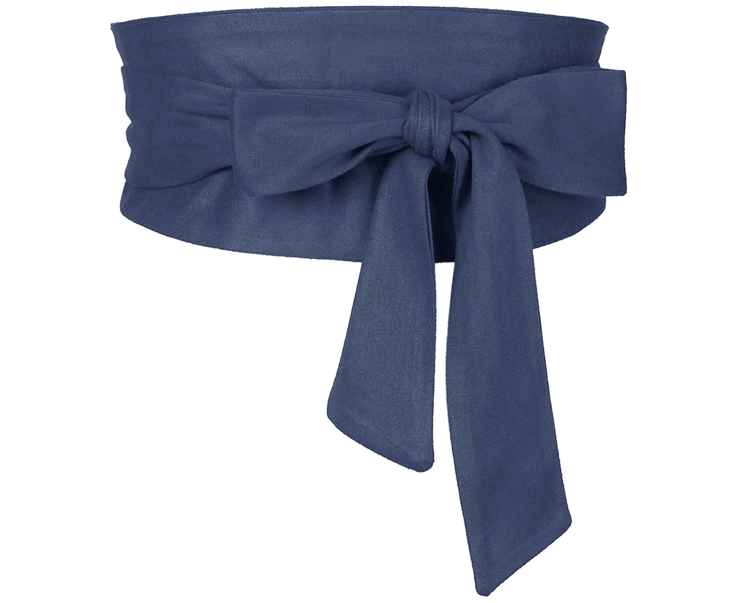 Elerevyo Bowknot Self Tie Wrap Wide Waistband Belt Navy Blue