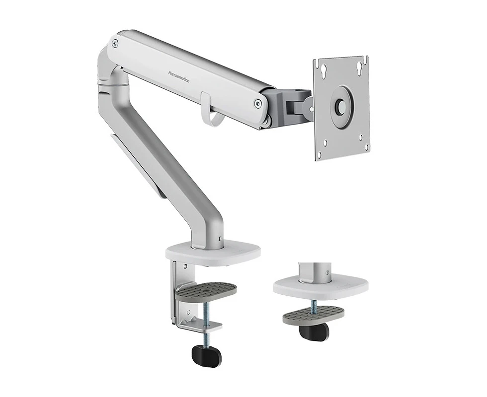 Humanmotion Single Screen Aluminum Steel Monitor Arm for up to 17in-32in 2-9kg - Matte Silver (T6-1G)