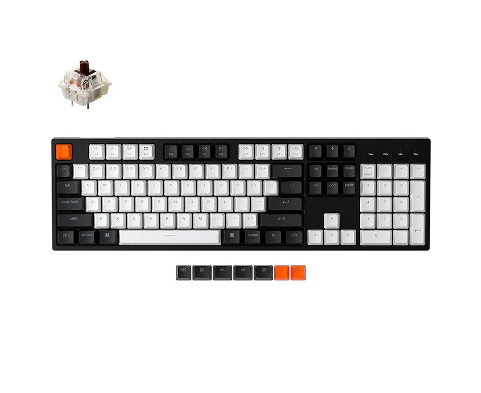 Keychron C2 USB Wired Keyboard Hot-Swappable Gateron RGB Backlit 104 Keys Mechanical Keyboard - Brown Switch (KBKCC2H3BROWN)