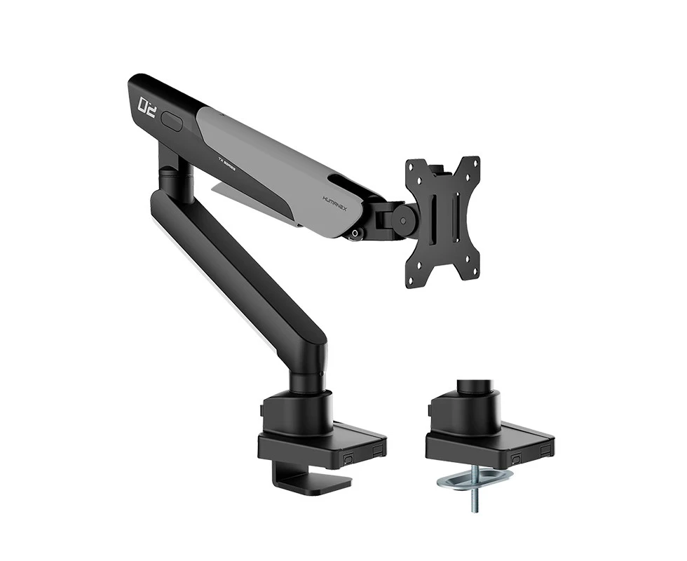 Humanmotion Single Screen Aluminum Monitor Arm for up to 17in-40in 2-12kg - Matte Black and Silver (TX02-1G)