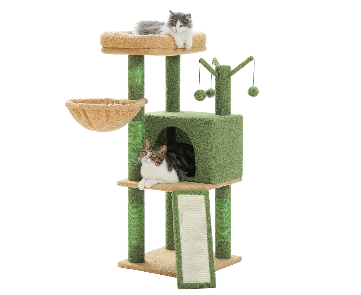 PAWZ Road Cactus Cat Tree Tower Scratching Post Condo House with Hammock Cat Bed Toys