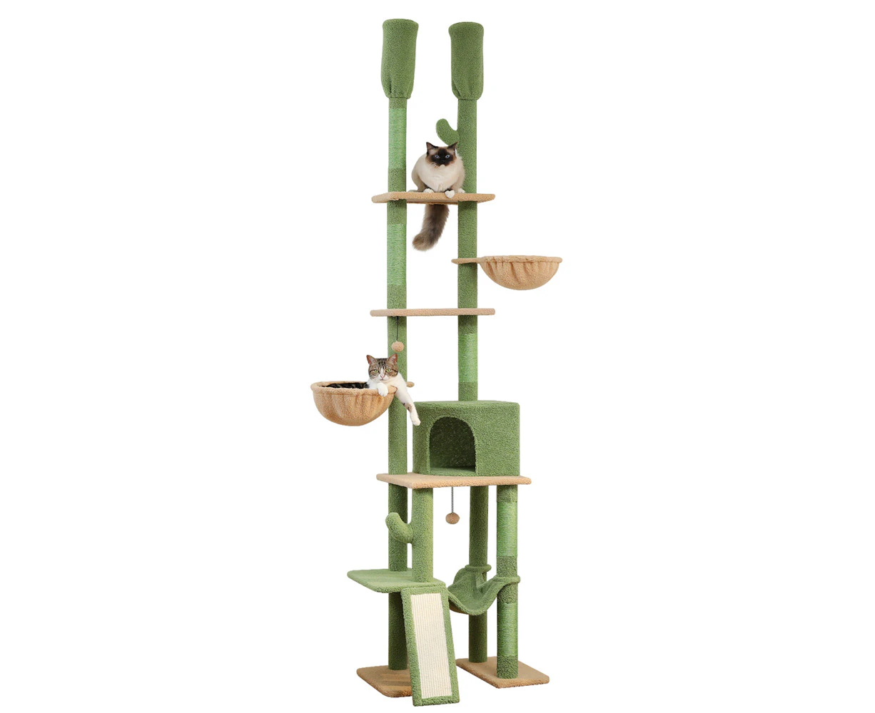 PAWZ Road Cat Tree Tower Scratching Post Floor to Ceiling Condo Bed Toy 216-285cm Adjustable Height