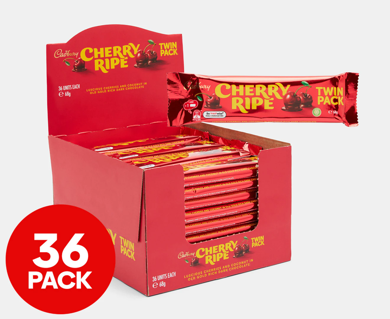 36 x Cadbury Cherry Ripe Twin Pack 68g