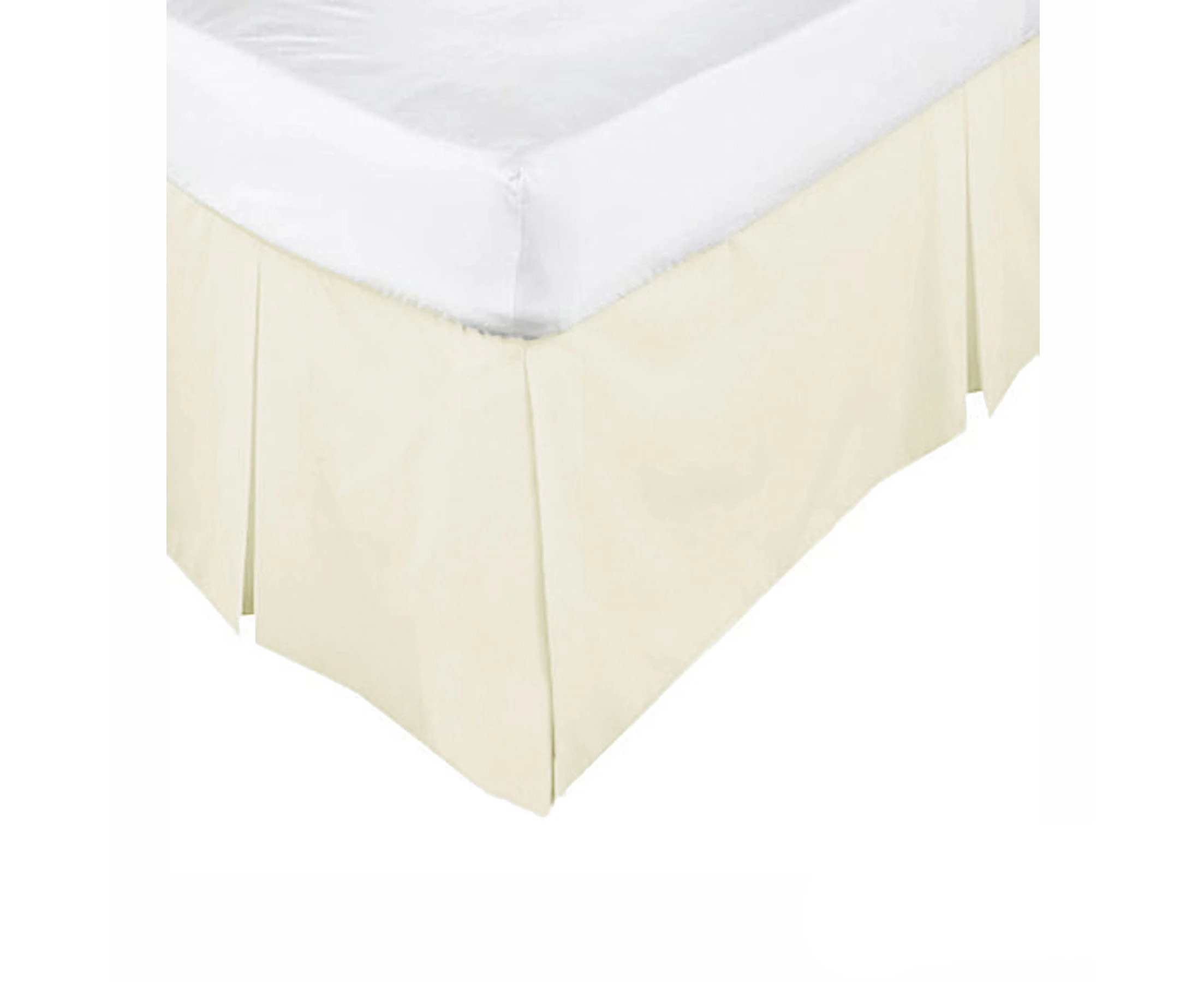 KINGDOM Box Pleated Valance Cream - KING SINGLE