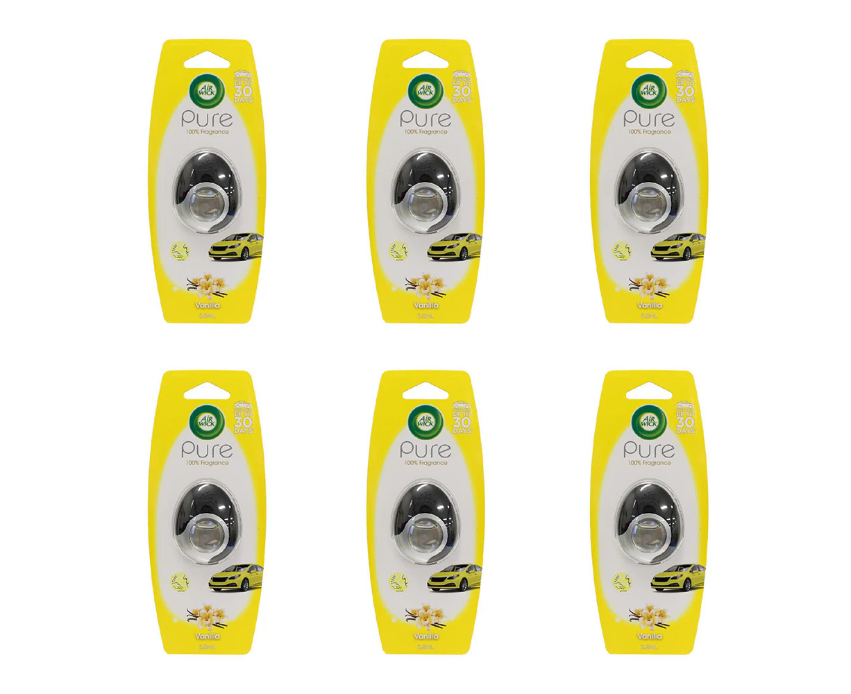 6x Airwick Auto/Car/Vehicle Air Freshener Odour Eliminator 2.5ml Pure Vanilla