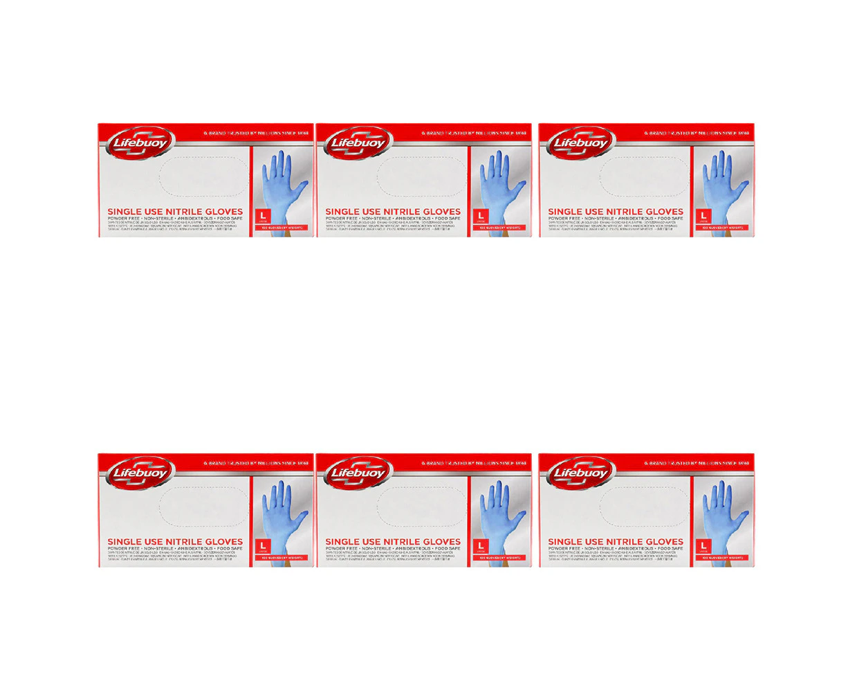 600pc Lifebuoy Nitrile Medical Examination Gloves Disposable Powder Free LRG