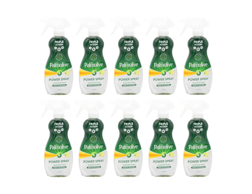 10x Palmolive Ultra Triple Action Dish & Kitchen Spray 375ml Lemon Lime Fusion