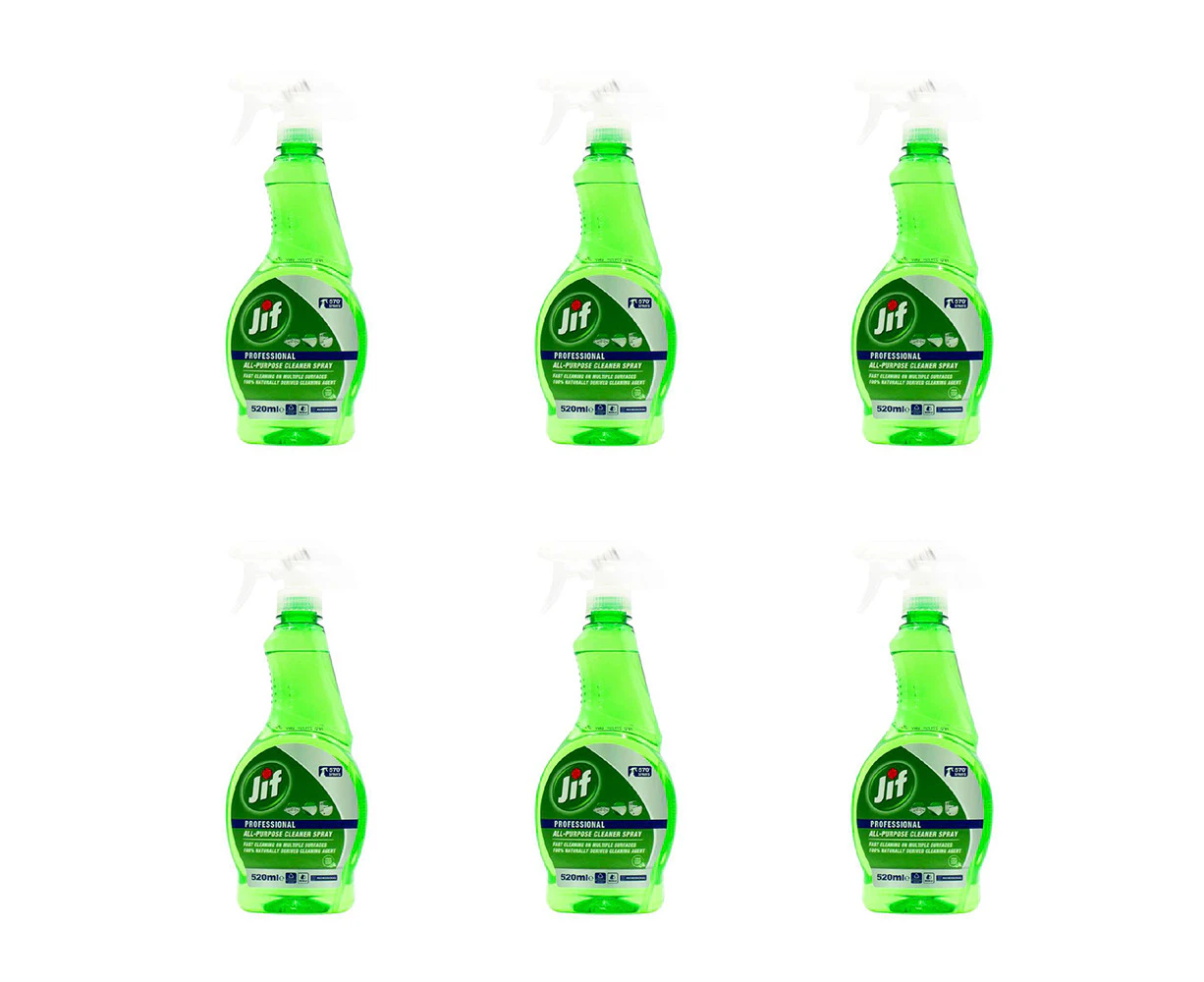 6x Jif Pro All Purpose Home/Office/Kitchen/Bathroom Spray Stain Cleaner 520ml