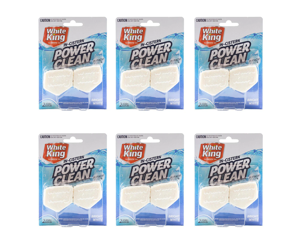 12pc White King In-Cistern Bleach Clean Blocks Toilet Cleaner 50g Bright White