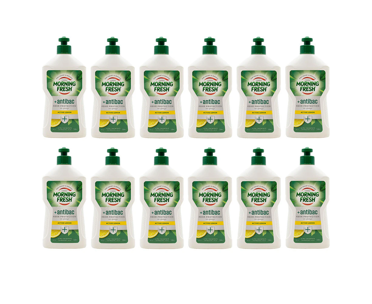 12x Morning Fresh Dishwashing Liquid Antibac 48Hr Protection 350ml Active Lemon