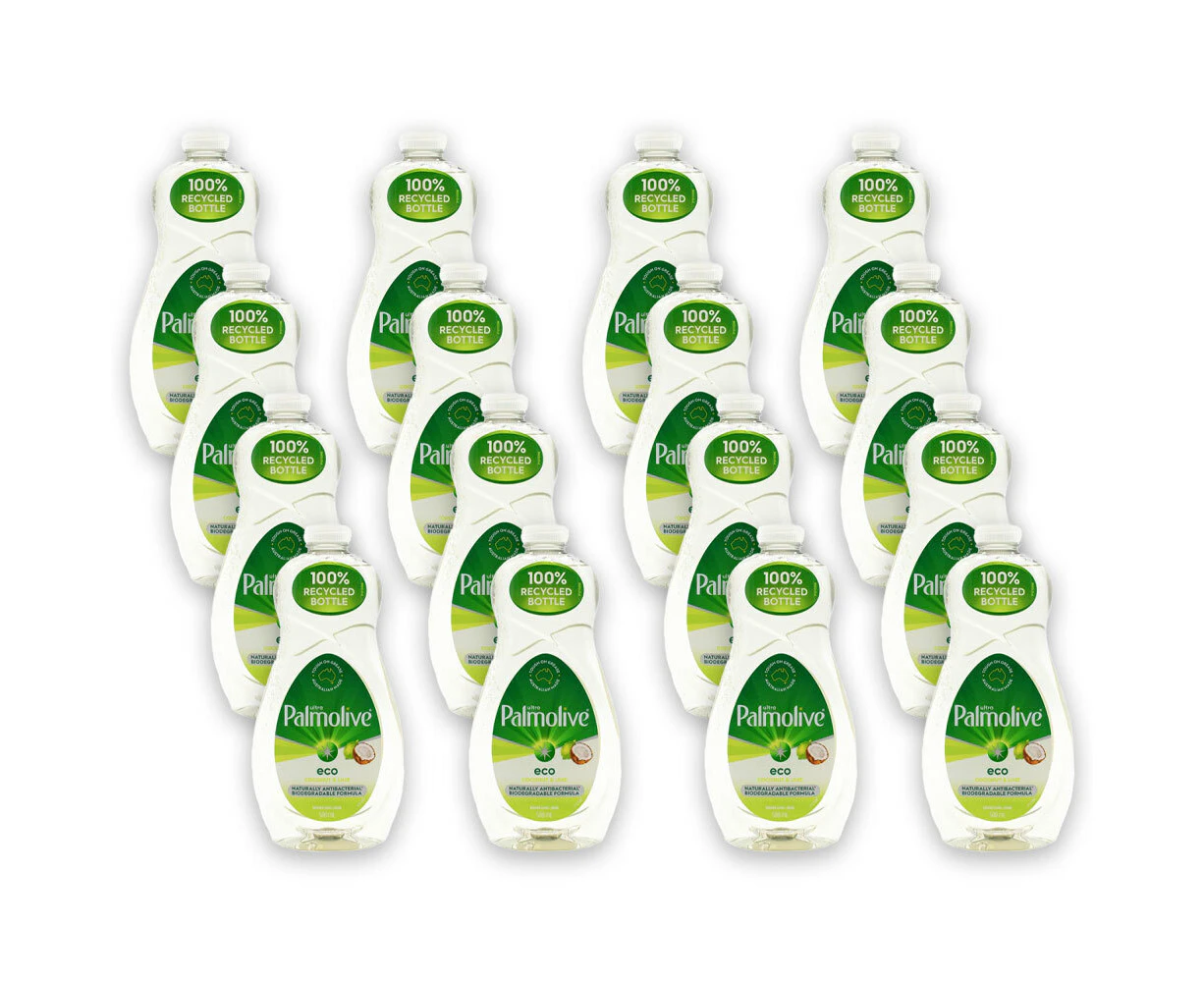 16x Palmolive Eco Dishwashing Liquid Antibacterial Soap Coconut & Lime 500ml