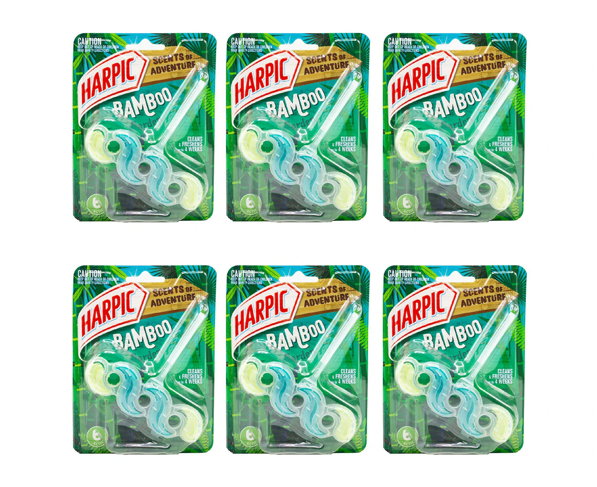 6x Harpic Scents Of Adventure Bathroom Toilet Cage/Bowl Cleaner Bamboo Garden