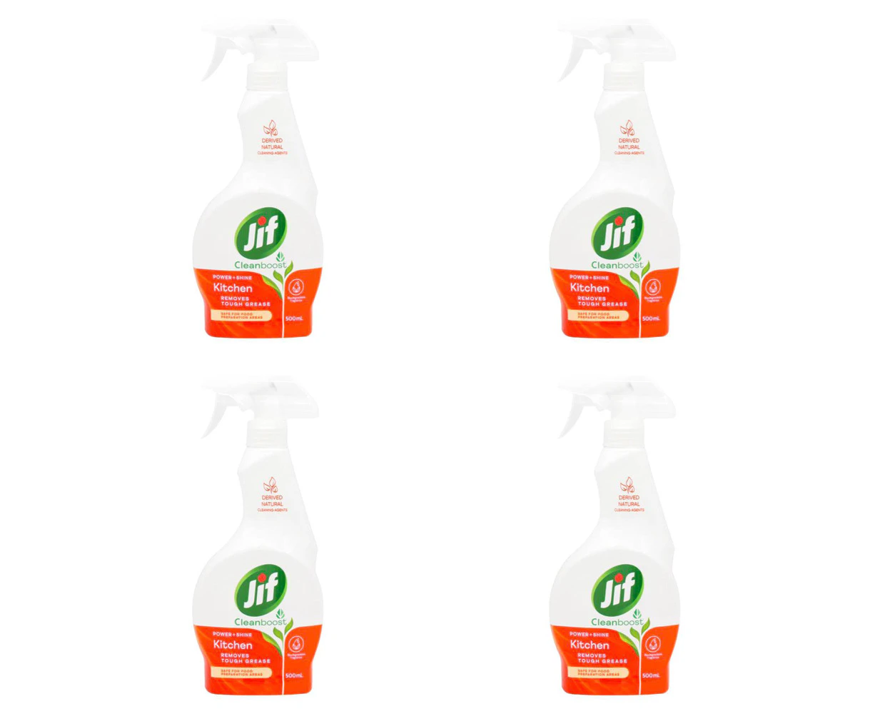 4x Jif Power & Shine All Purpose Kitchen Spray Grease & Grime Cleaner 500ml