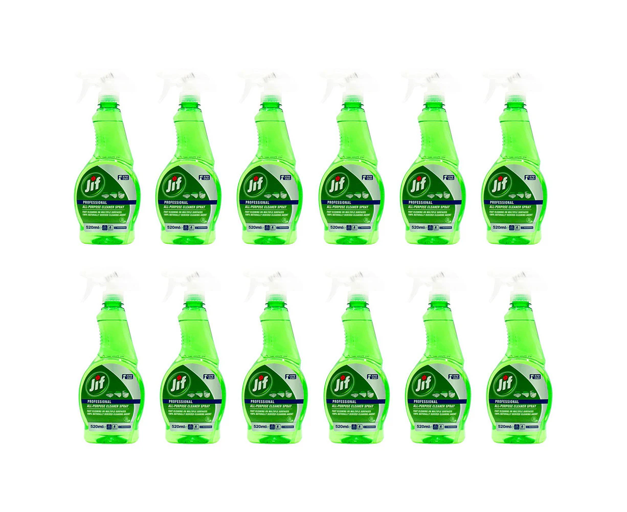 12x Jif Pro All Purpose Home/Office/Kitchen/Bathroom Spray Stain Cleaner 520ml