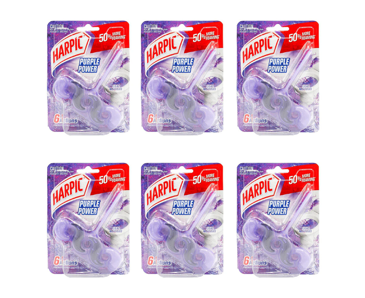 6x Harpic Toilet Cage Purple Power Bathroom Bowl Cleaner 35g Lilac Meadows