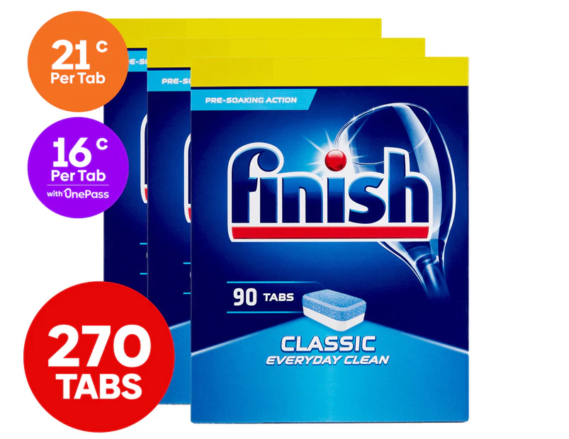 3 x 90pk Finish Classic Dishwashing Tabs