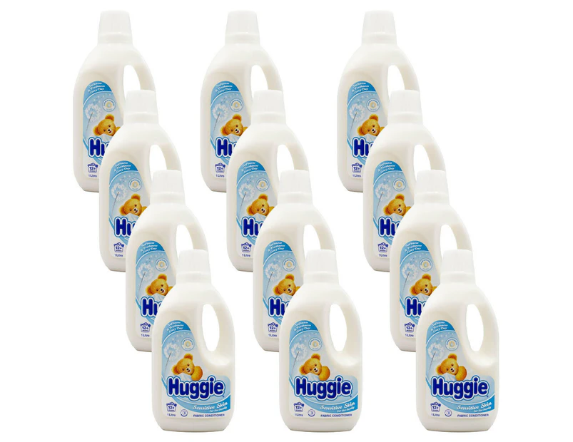 12x Huggie Liquid Laundry Fabric Conditioner/Softener For Sensitive Skin 1L