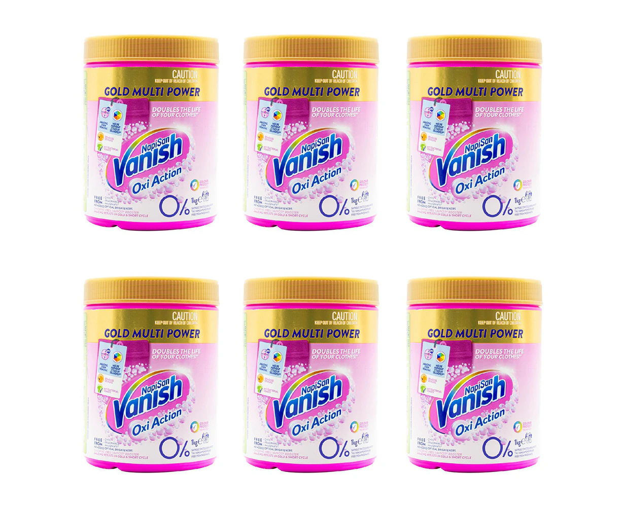 6x Vanish Napisan Gold Multi Power Oxi Action Laundry Detergent Powder 1kg