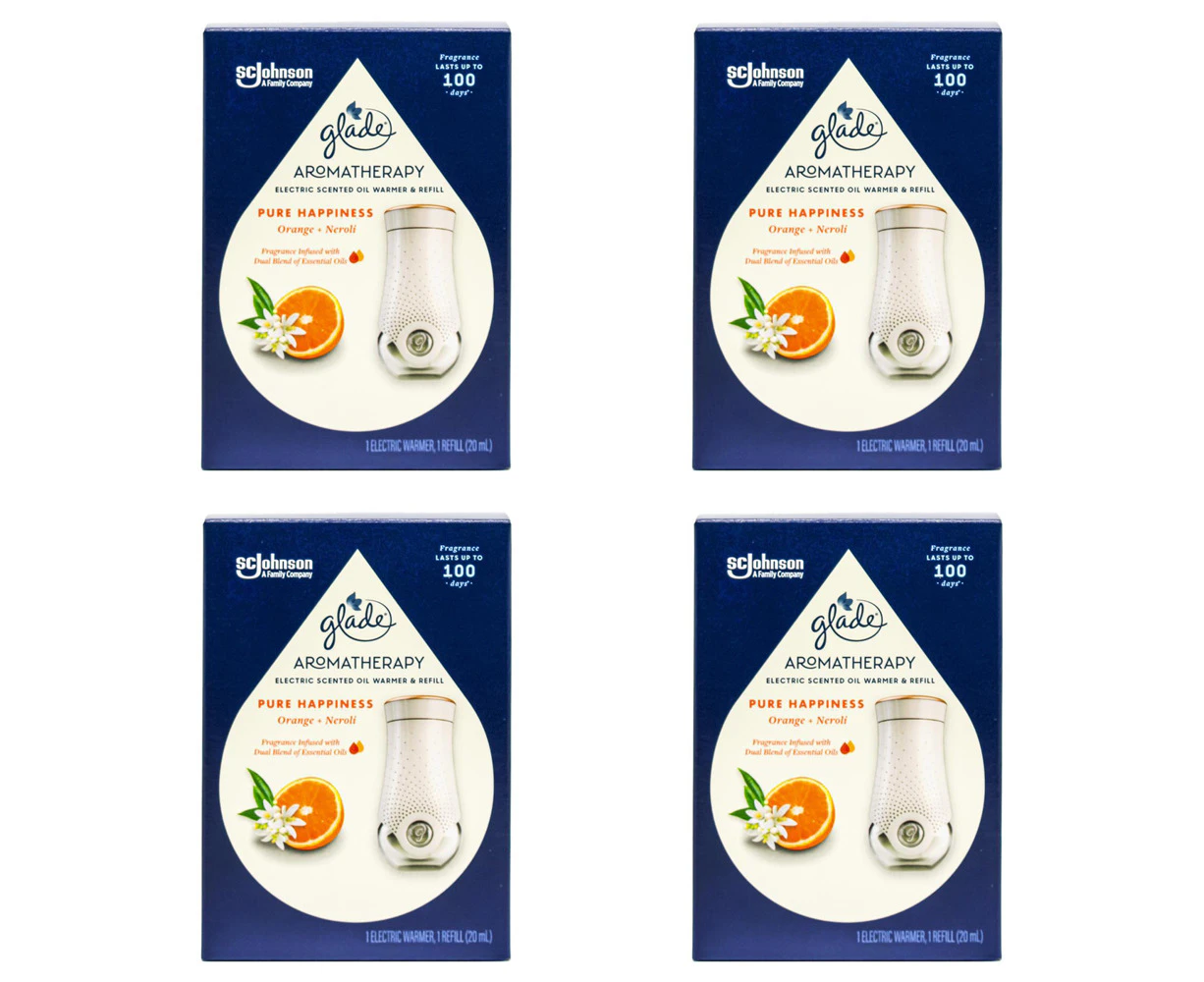 4x Glade 20ml Home/Room Aromathery Electric Scented Oil Warmer Orange Neroli