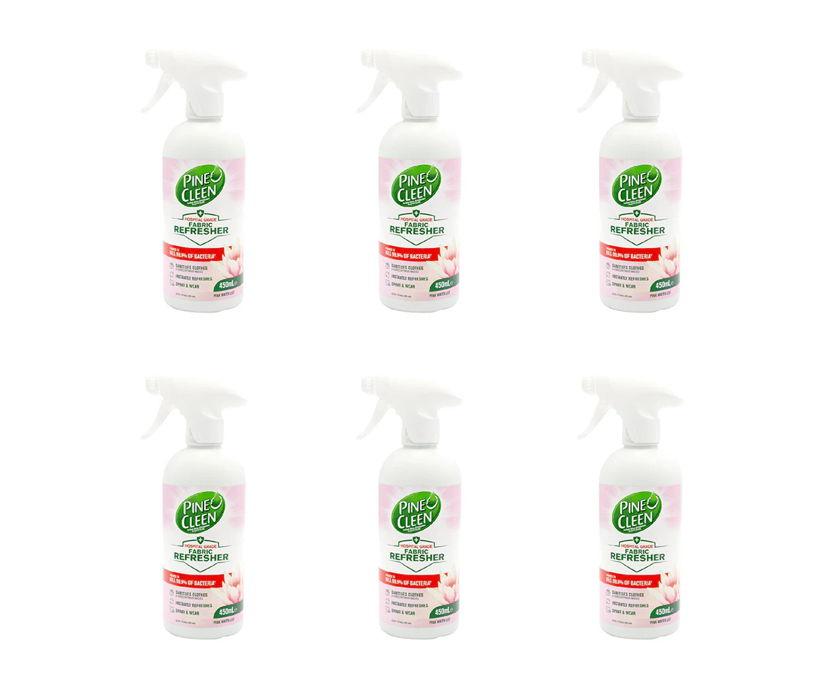 6x Pine O Cleen Fabric Refresher Spray Clothes Sanitiser 450ml Pink Water Lily