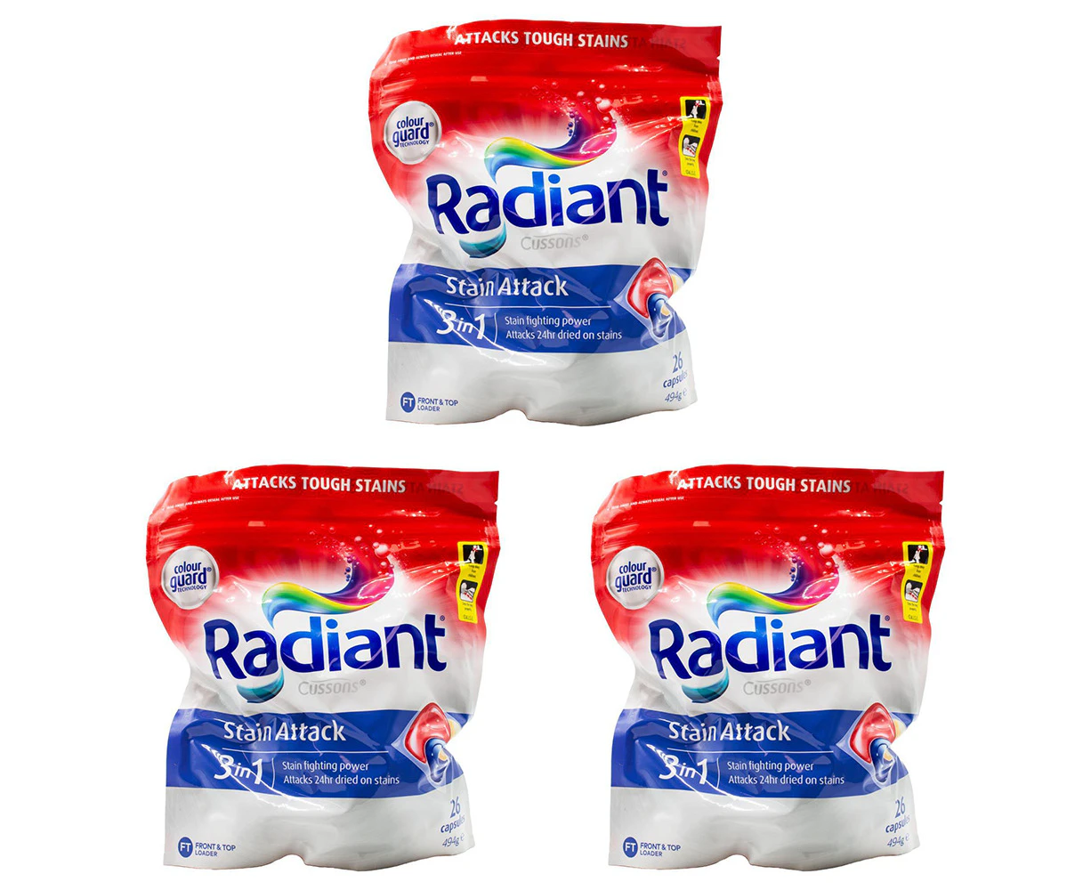 78pc Radiant Stain Attack Laundry Detergent Capsules 3in1 Front & Top Loader