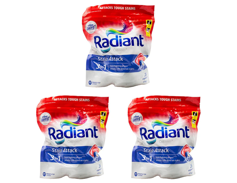 78pc Radiant Stain Attack Laundry Detergent Capsules 3in1 Front & Top Loader