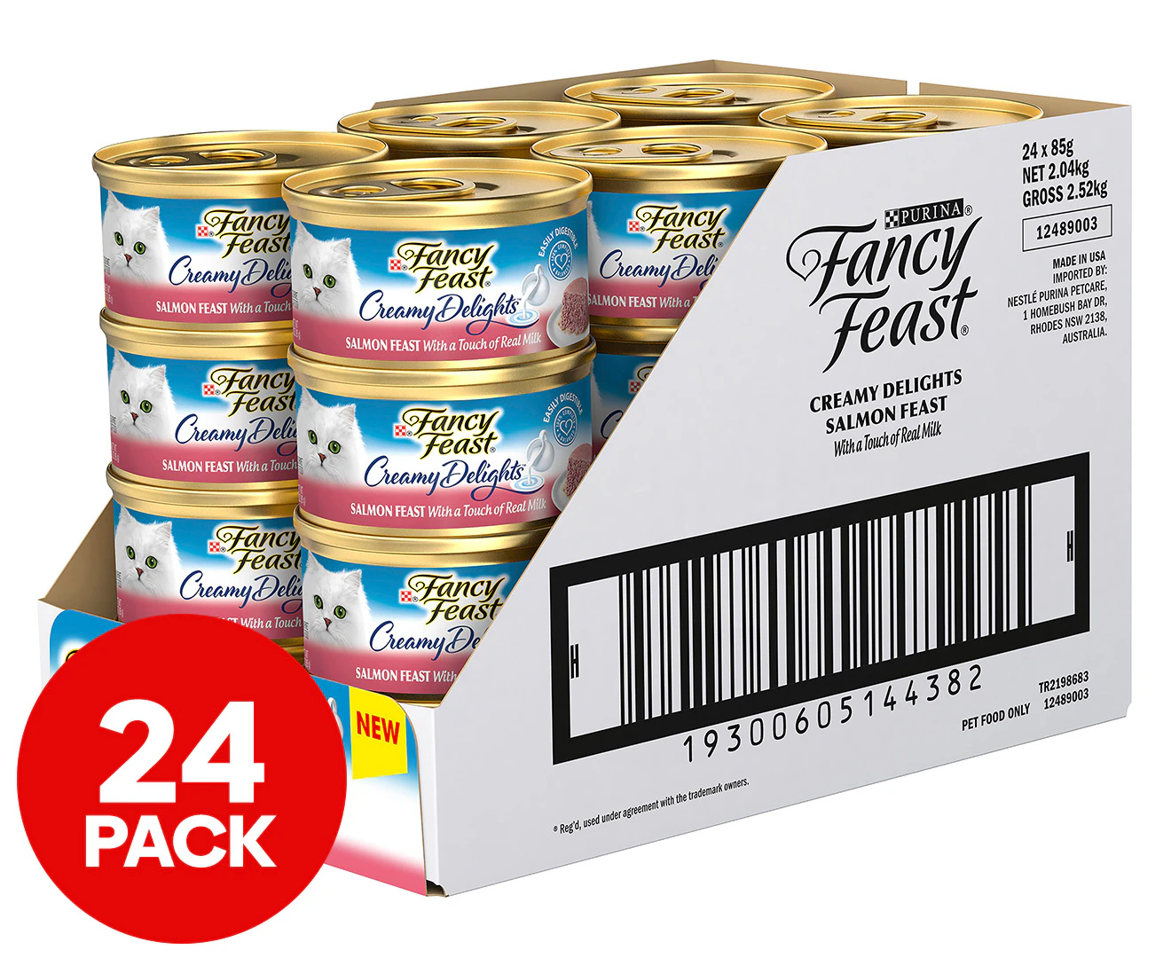 24 x 85g Fancy Feast Creamy Delights Wet Cat Food Salmon Feast w/ Real Milk