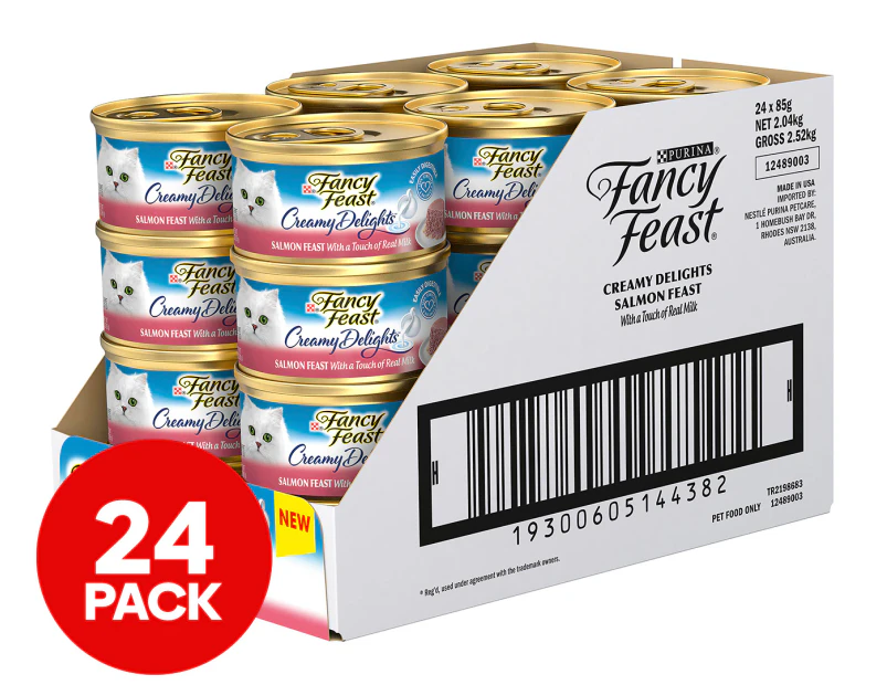 24 x 85g Fancy Feast Creamy Delights Wet Cat Food Salmon Feast w/ Real Milk