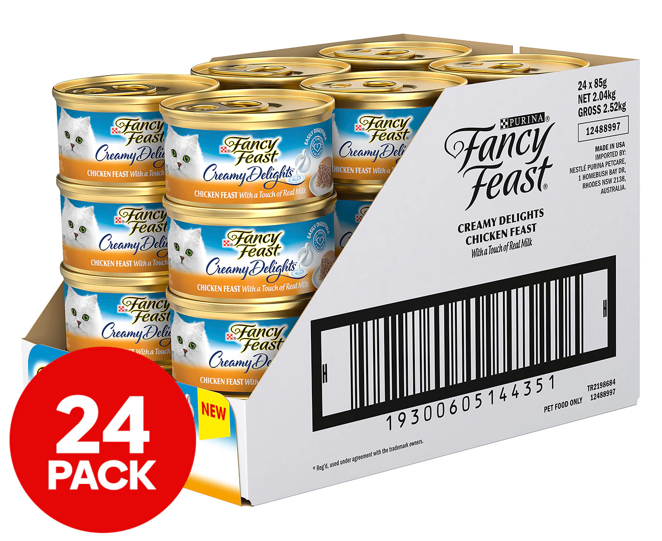 24 x 85g Fancy Feast Creamy Delights Wet Cat Food Chicken Feast w/ Real Milk