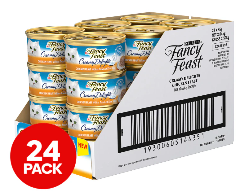 24 x 85g Fancy Feast Creamy Delights Wet Cat Food Chicken Feast w/ Real Milk